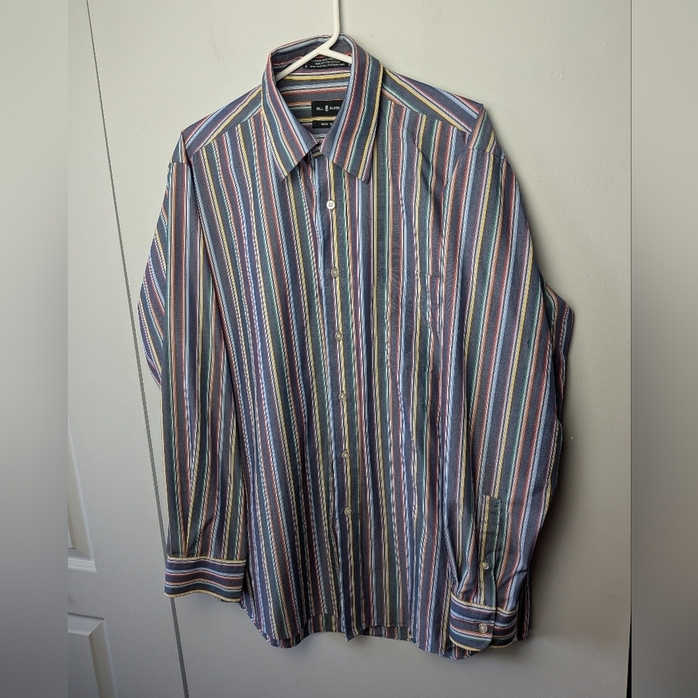 BILL & BLASS Men Casual Button Down Shirt Size Large 100% Coton Colorful